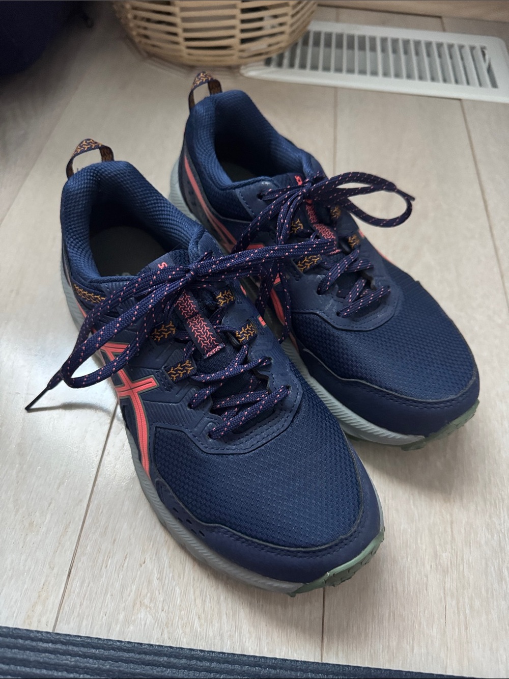 Asics Navy Sneakers with Coral Accents - Picture 2 of 10